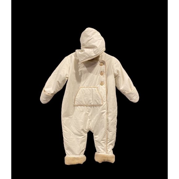 Old Navy Plush Bunting Winter Snow Suit 0-3 Months Furry Fleece Inside - Picture 7 of 14